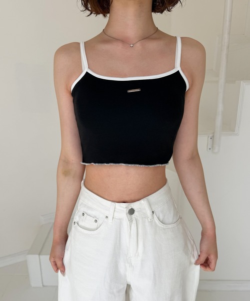 frunco(フランコ)の「カップ付きパイピングブラトップス(Tシャツ/カットソー・レディース・グレー/ホワイト/ブラック・FREE)」の5枚目の写真
