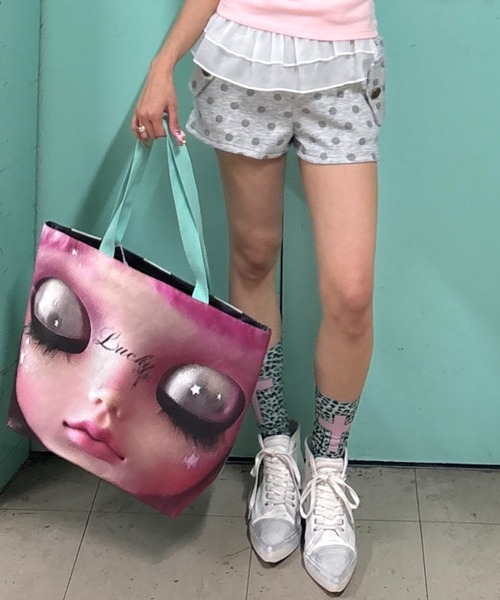 Never mind the XU（ネバーマインドザエックスユー）の「【Never mind the XU】graphic tote bag 2 / 【ネバーマインド ザ エックスユー】グラフィックビッグトートバッグ2（トートバッグ・レディース・ピンク・ONE SIZE）」の7枚目の写真