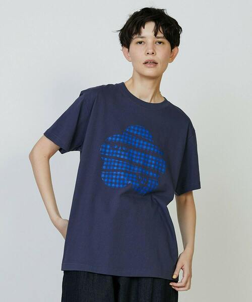 FRAPBOIS PARK(フラボアパーク)の「ギンガムパーキー Tシャツ(Tシャツ/カットソー・レディース・ネイビー/ピンク/ホワイト・2/1)」の2枚目の写真