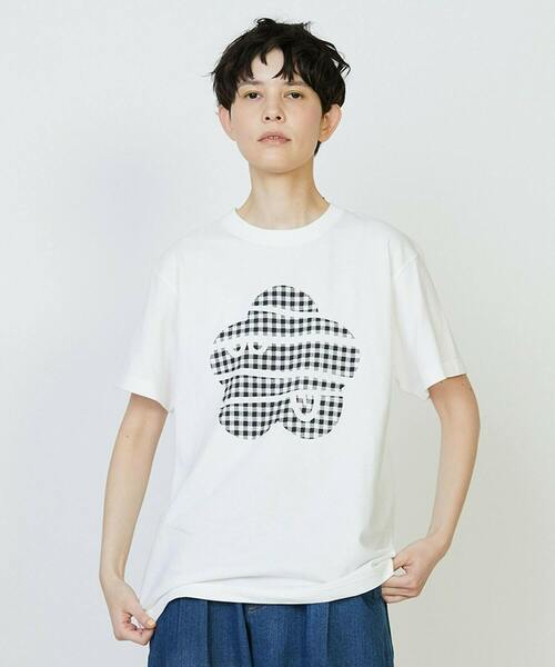 FRAPBOIS PARK(フラボアパーク)の「ギンガムパーキー Tシャツ(Tシャツ/カットソー・レディース・ネイビー/ピンク/ホワイト・2/1)」の1枚目の写真