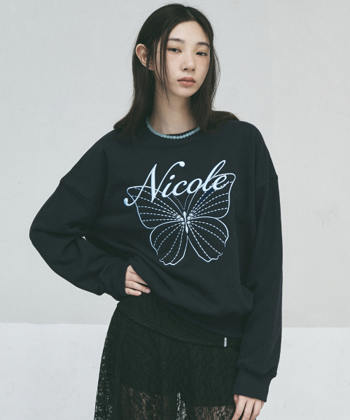 NICK&NICOLE(ニックアンドニコール)の「NICOLE BUTTERFLY SWEATSHIRT_NAVY SKY BLUE(スウェット・レディース・その他・FREE)」の3枚目の写真