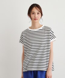 【日本製/ワンマイルウエア】コットン天竺ボーダーTシャツ