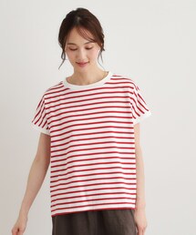 【日本製/ワンマイルウエア】コットン天竺ボーダーTシャツ