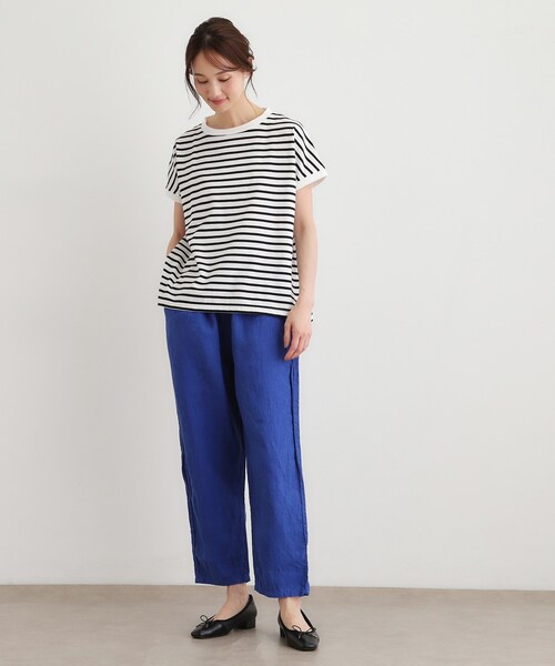 LAURA ASHLEY(ローラアシュレイ)の「【日本製/ワンマイルウエア】コットン天竺ボーダーTシャツ(Tシャツ/カットソー・レディース・ワイン系4/ブラック系2/ブルー系2・38)」の6枚目の写真