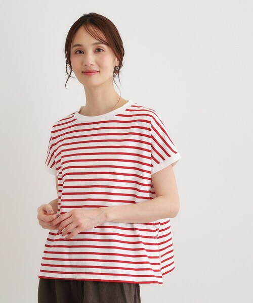 LAURA ASHLEY(ローラアシュレイ)の「【日本製/ワンマイルウエア】コットン天竺ボーダーTシャツ(Tシャツ/カットソー・レディース・ワイン系4/ブラック系2/ブルー系2・38)」の8枚目の写真