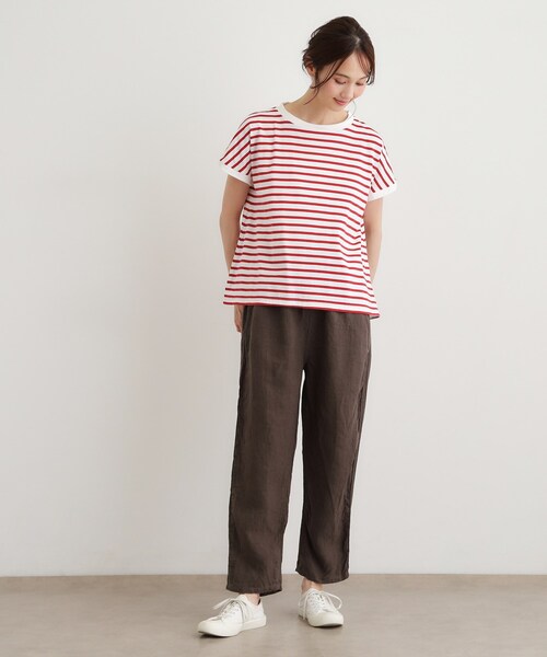 LAURA ASHLEY(ローラアシュレイ)の「【日本製/ワンマイルウエア】コットン天竺ボーダーTシャツ(Tシャツ/カットソー・レディース・ワイン系4/ブラック系2/ブルー系2・38)」の9枚目の写真
