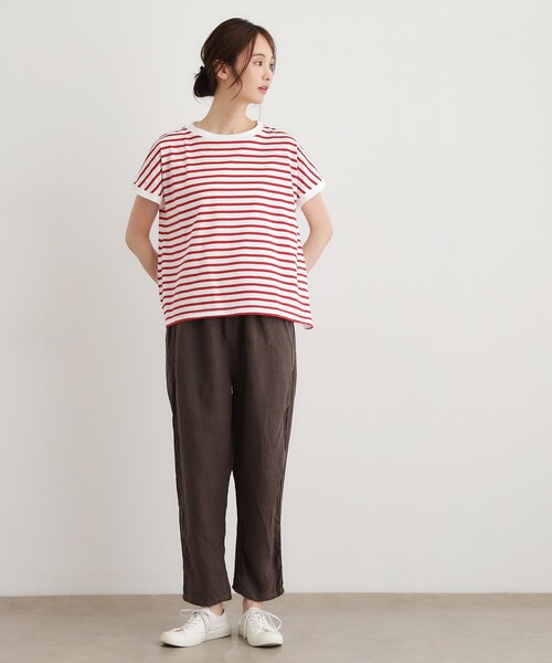 LAURA ASHLEY(ローラアシュレイ)の「【日本製/ワンマイルウエア】コットン天竺ボーダーTシャツ(Tシャツ/カットソー・レディース・ワイン系4/ブラック系2/ブルー系2・38)」の10枚目の写真