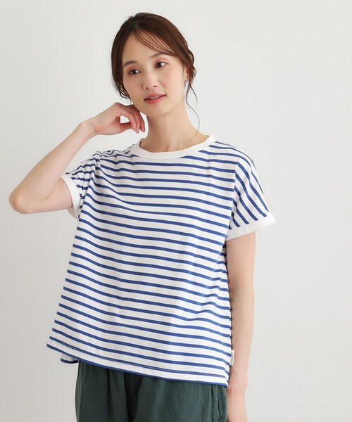 LAURA ASHLEY(ローラアシュレイ)の「【日本製/ワンマイルウエア】コットン天竺ボーダーTシャツ(Tシャツ/カットソー・レディース・ワイン系4/ブラック系2/ブルー系2・38)」の12枚目の写真