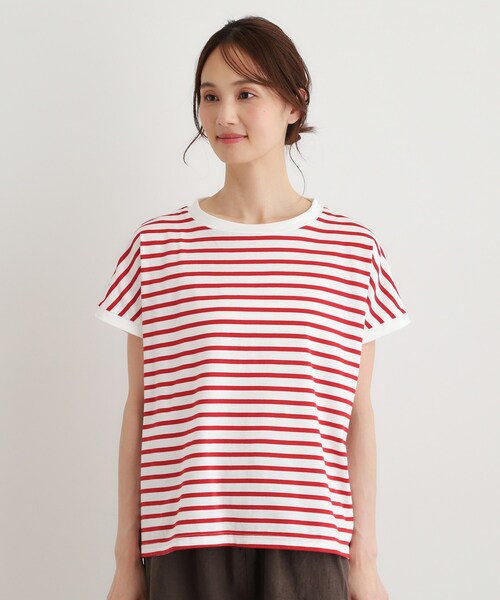 LAURA ASHLEY(ローラアシュレイ)の「【日本製/ワンマイルウエア】コットン天竺ボーダーTシャツ(Tシャツ/カットソー・レディース・ワイン系4/ブラック系2/ブルー系2・38)」の16枚目の写真