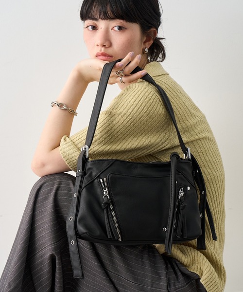 NOGLE(ノグル)の「【NOGLE select/ノグルセレクト】マルチポケットショルダーバッグ(ショルダーバッグ・レディース・ライトグレー/ブラック・FREE)」の1枚目の写真