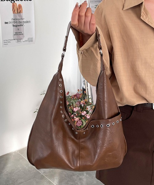 Teem Store(チームストア)の「【大容量】アイレッドデザイントートバッグ ショルダーバッグ(ショルダーバッグ・レディース・ブラウン/ダークブラウン/ブラック・F)」の1枚目の写真