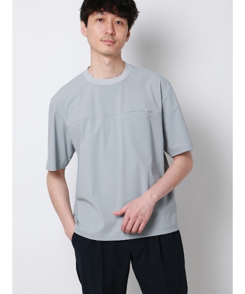 FLAT(フラット)の「FLAT/Tシャツ/半袖/接触冷感/ナイロンスムース/無地(Tシャツ/カットソー・メンズ・ブラック/サックスブルー/ライトグレー・S/M/L)」の3枚目の写真