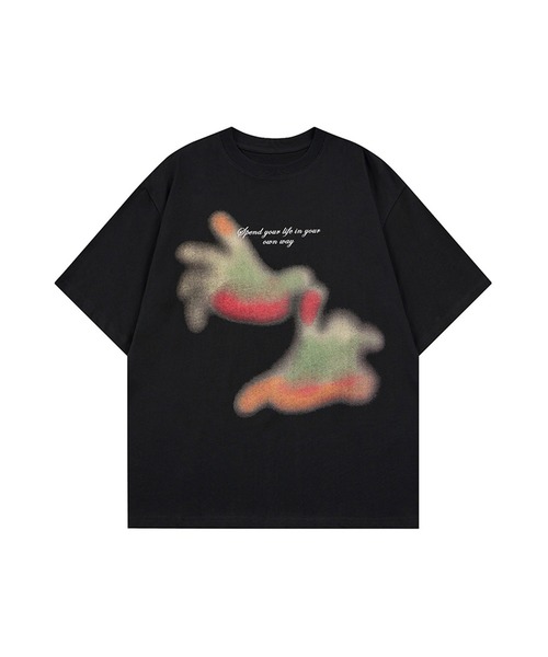 HOOK(フック)の「HOOK ブラーアート × スローガン グラフィックT (SS)(Tシャツ/カットソー・メンズ・ブラック/ホワイト・L/M)」の9枚目の写真