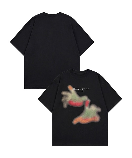 HOOK(フック)の「HOOK ブラーアート × スローガン グラフィックT (SS)(Tシャツ/カットソー・メンズ・ブラック/ホワイト・L/M)」の12枚目の写真