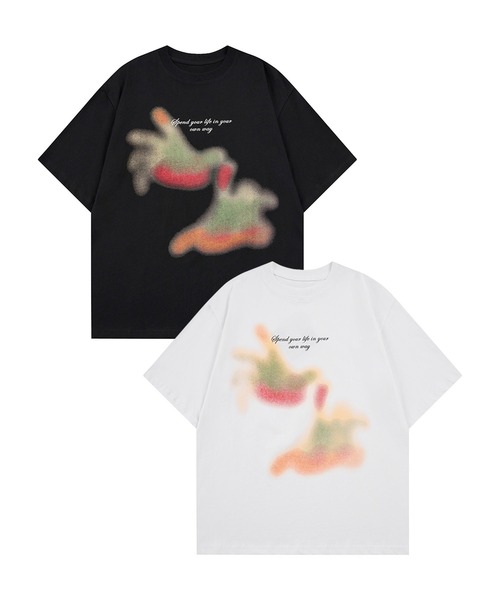 HOOK(フック)の「HOOK ブラーアート × スローガン グラフィックT (SS)(Tシャツ/カットソー・メンズ・ブラック/ホワイト・L/M)」の13枚目の写真