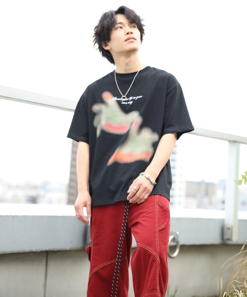 HOOK(フック)の「HOOK ブラーアート × スローガン グラフィックT (SS)(Tシャツ/カットソー・メンズ・ブラック/ホワイト・L/M)」の6枚目の写真
