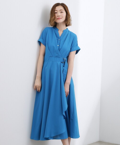grove（グローブ）の「【洗える】さらっと軽やか、カシュクール風サッカーワンピース（ワンピース・レディース・ネイビー系2/ネイビー/ブルー系その他・02/03/01/04/05）」の10枚目の写真