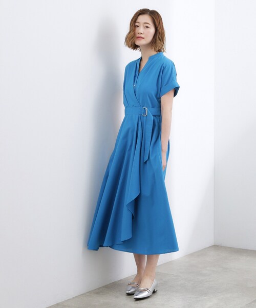grove（グローブ）の「【洗える】さらっと軽やか、カシュクール風サッカーワンピース（ワンピース・レディース・ネイビー系2/ネイビー/ブルー系その他・02/03/01/04/05）」の9枚目の写真