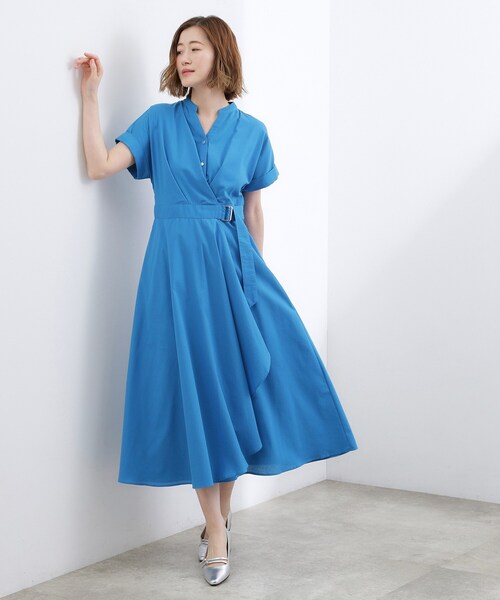 grove（グローブ）の「【洗える】さらっと軽やか、カシュクール風サッカーワンピース（ワンピース・レディース・ネイビー系2/ネイビー/ブルー系その他・02/03/01/04/05）」の8枚目の写真