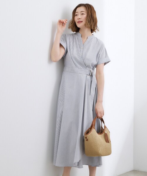grove(グローブ)の「【洗える】さらっと軽やか、カシュクール風サッカーワンピース(ワンピース・レディース・ネイビー系2/ネイビー/ブルー系その他・02/03/01/04/05)」の22枚目の写真