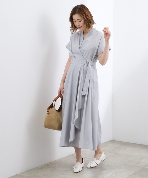 grove（グローブ）の「【洗える】さらっと軽やか、カシュクール風サッカーワンピース（ワンピース・レディース・ネイビー系2/ネイビー/ブルー系その他・02/03/01/04/05）」の22枚目の写真