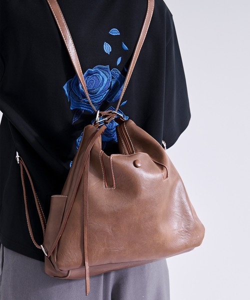 Ellno Loset(エルノロゼット)の「3way shoulder bag/3wayショルダーバッグ(ショルダーバッグ・メンズ・ブラック/キャメル・FREE)」の2枚目の写真