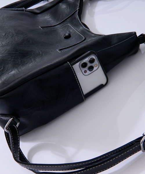Ellno Loset(エルノロゼット)の「3way shoulder bag/3wayショルダーバッグ(ショルダーバッグ・メンズ・ブラック/キャメル・FREE)」の5枚目の写真