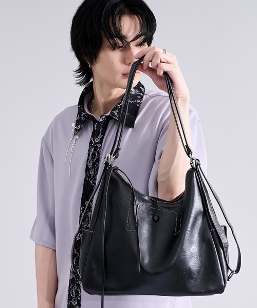 Ellno Loset(エルノロゼット)の「3way shoulder bag/3wayショルダーバッグ(ショルダーバッグ・メンズ・ブラック/キャメル・FREE)」の8枚目の写真