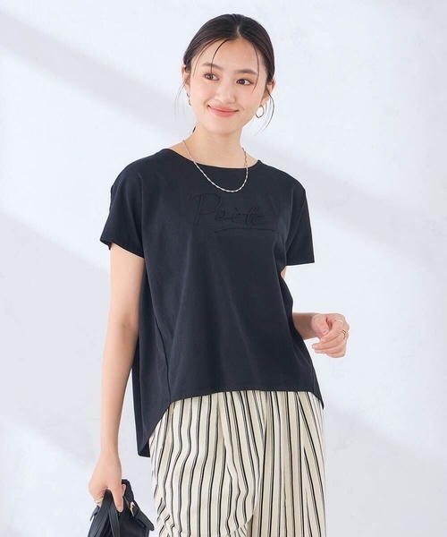 a.v.v(アーヴェヴェ)の「【接触冷感/UVカット】バックタックエンボスロゴTシャツ(Tシャツ/カットソー・レディース・ブラック/モカ/ホワイト・36/38/40)」の3枚目の写真