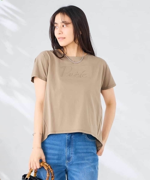 a.v.v(アーヴェヴェ)の「【接触冷感/UVカット】バックタックエンボスロゴTシャツ(Tシャツ/カットソー・レディース・ブラック/モカ/ホワイト・36/38/40)」の6枚目の写真