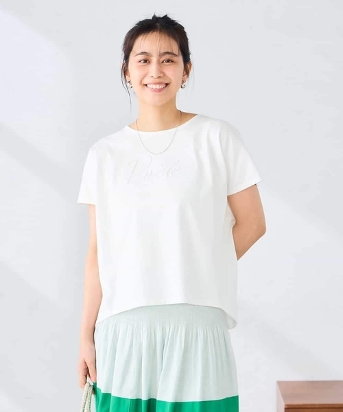 a.v.v(アーヴェヴェ)の「【接触冷感/UVカット】バックタックエンボスロゴTシャツ(Tシャツ/カットソー・レディース・ブラック/モカ/ホワイト・36/38/40)」の14枚目の写真