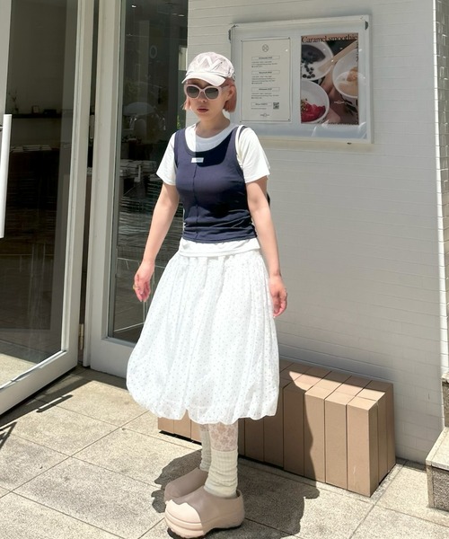 Alley Tokyo(アリートーキョー)の「タンクと半袖Tの便利な2枚セット(Tシャツ/カットソー・レディース・グレー/ネイビー/ラベンダー・FREE)」の15枚目の写真