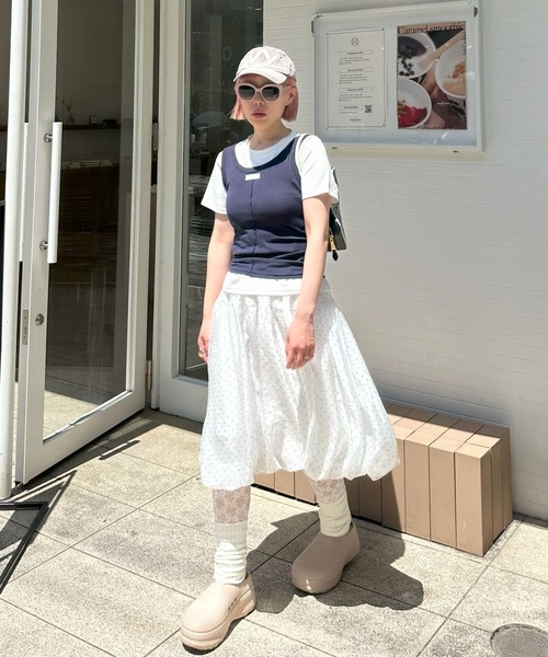 Alley Tokyo(アリートーキョー)の「タンクと半袖Tの便利な2枚セット(Tシャツ/カットソー・レディース・グレー/ネイビー/ラベンダー・FREE)」の14枚目の写真
