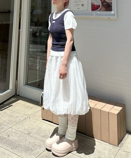 Alley Tokyo(アリートーキョー)の「タンクと半袖Tの便利な2枚セット(Tシャツ/カットソー・レディース・グレー/ネイビー/ラベンダー・FREE)」の13枚目の写真