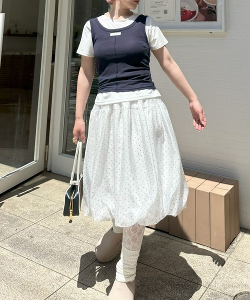 Alley Tokyo(アリートーキョー)の「タンクと半袖Tの便利な2枚セット(Tシャツ/カットソー・レディース・グレー/ネイビー/ラベンダー・FREE)」の17枚目の写真
