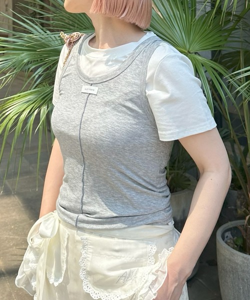 Alley Tokyo(アリートーキョー)の「タンクと半袖Tの便利な2枚セット(Tシャツ/カットソー・レディース・グレー/ネイビー/ラベンダー・FREE)」の9枚目の写真