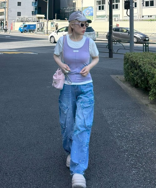 Alley Tokyo(アリートーキョー)の「タンクと半袖Tの便利な2枚セット(Tシャツ/カットソー・レディース・グレー/ネイビー/ラベンダー・FREE)」の18枚目の写真