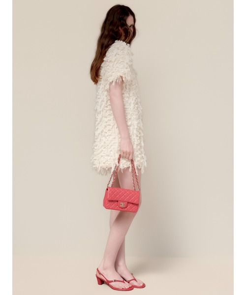 AMOMMA(アモマ)の「FRILL TEXTURE MINI DRESS(ワンピース・レディース・ブラック/アイボリー・FREE)」の6枚目の写真