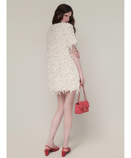 AMOMMA(アモマ)の「FRILL TEXTURE MINI DRESS(ワンピース・レディース・ブラック/アイボリー・FREE)」の7枚目の写真