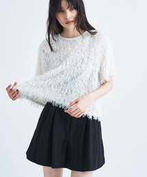 IRONING|feather tulle S/S tee