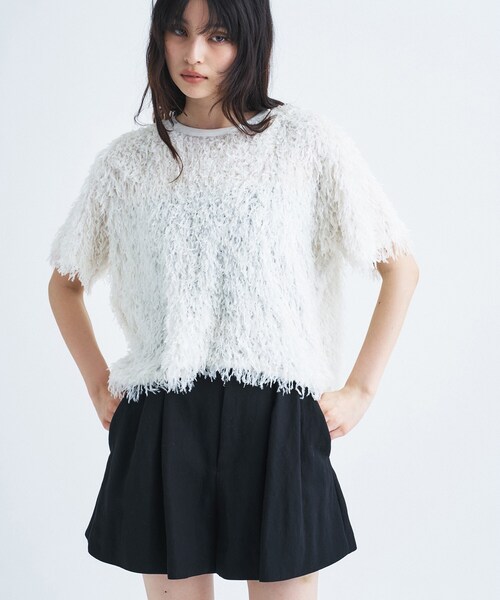 CODE A(コードエー)の「IRONING|feather tulle S/S tee(Tシャツ/カットソー・レディース・オフホワイト・00)」の2枚目の写真