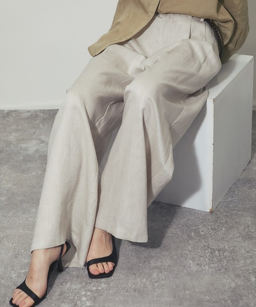 SMILE ORCHID(スマイルオーキッド)の「ベルト付きリネン混リラックスワイドパンツ(その他パンツ・レディース・カーキ/ナチュラル・M)」の5枚目の写真