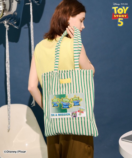 Disney(ディズニー)の「【TOY STORY 5】ストライプパイルトートBAG(トートバッグ・レディース・ベージュ/ブルー・FREE)」の4枚目の写真