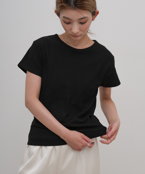 select MOCA（セレクトモカ）の「ベーシックワッフルＴシャツ（Tシャツ/カットソー・レディース・ネイビー/グレー/ブラック・FREE）」の2枚目の写真