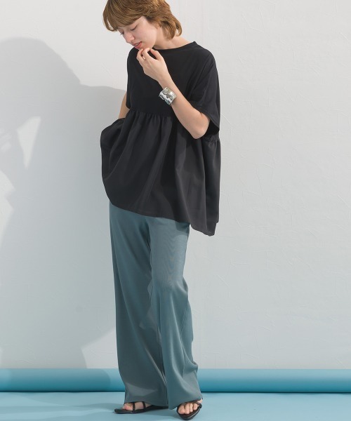OMNES(オムネス)の「裾切り替え半袖Tシャツ(Tシャツ/カットソー・レディース・オートミール/ブラック系その他/チャコールグレー/ホワイト系その他/ブラック・FREE)」の14枚目の写真