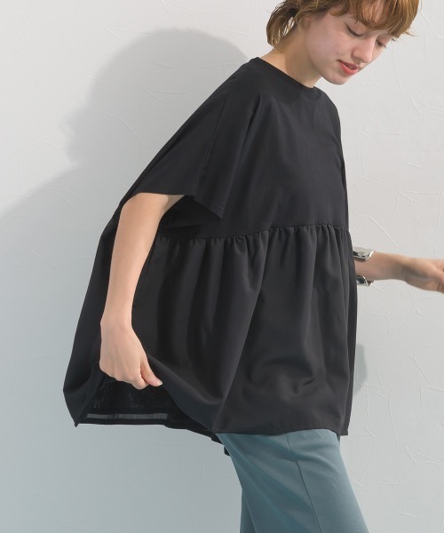 OMNES(オムネス)の「裾切り替え半袖Tシャツ(Tシャツ/カットソー・レディース・オートミール/ブラック系その他/チャコールグレー/ホワイト系その他/ブラック・FREE)」の11枚目の写真