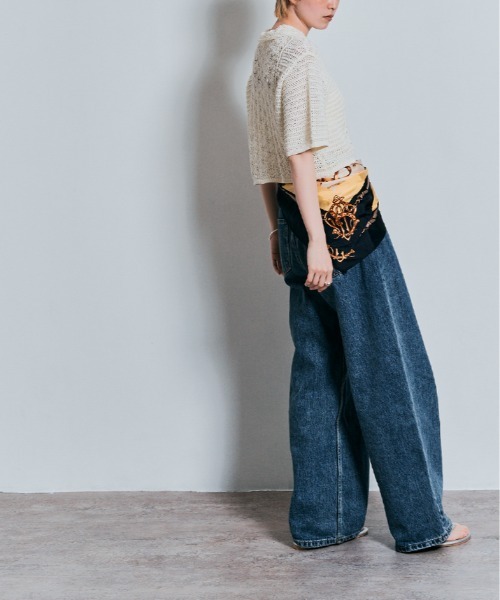 W:Huku（フーク）の「コンパクト クロシェ編み 半袖 カーディガン（ニット/セーター・レディース・ブラック/チャコール/グリーン系その他/オフホワイト・FREE）」の12枚目の写真