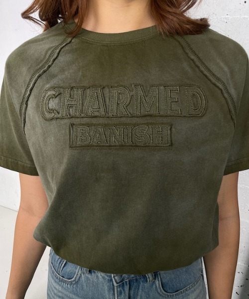 ROGER AND RAW(ロジャーアンドロウ)の「ヴィンテージ風パッチロゴ ドロストTシャツ(Tシャツ/カットソー・レディース・ブラウン/カーキ/ブラック・FREE)」の16枚目の写真