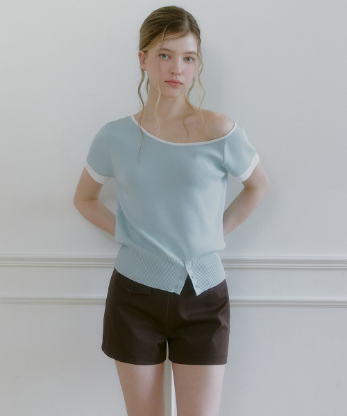 MICANE(ミケーネ)の「ナネルカラーラインワンショルダーニット(ニット/セーター・レディース・スカイブルー/ブラック/ミント・SMALL/MEDIUM/LARGE/X-LARGE)」の5枚目の写真