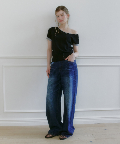 MICANE(ミケーネ)の「ナネルカラーラインワンショルダーニット(ニット/セーター・レディース・スカイブルー/ブラック/ミント・SMALL/MEDIUM/LARGE/X-LARGE)」の16枚目の写真